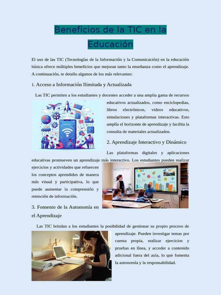 Beneficios Del Uso de Las Tic en La Educación | PDF