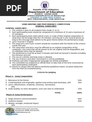 SONG WRITING AND PERFORMANCE COMPETITION science month