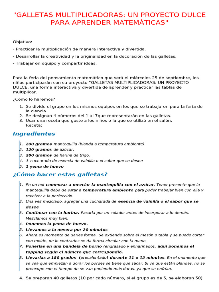 Galletas Multiplicadoras | PDF