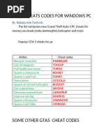 GTA 5 PC All Cheat Codes | PDF