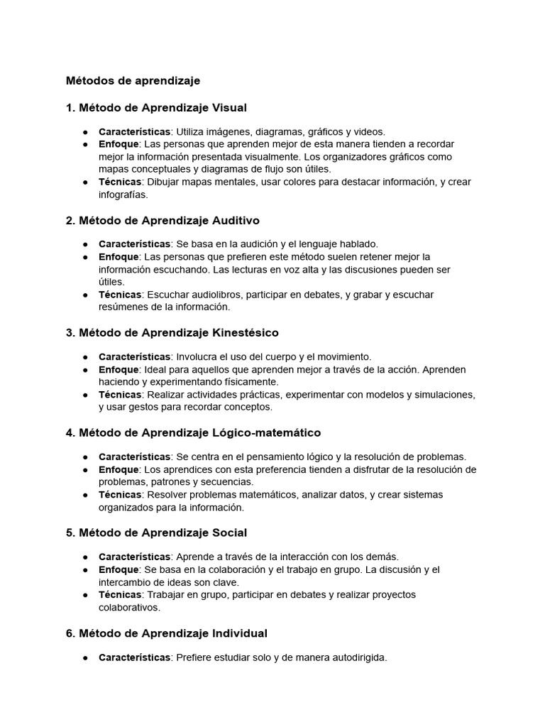 Métodos de Aprendizaje y Estrategias Visual | PDF
