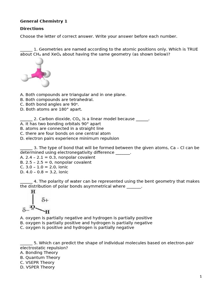 Some GChem Test Questions | PDF | Chemical Polarity | Polymers
