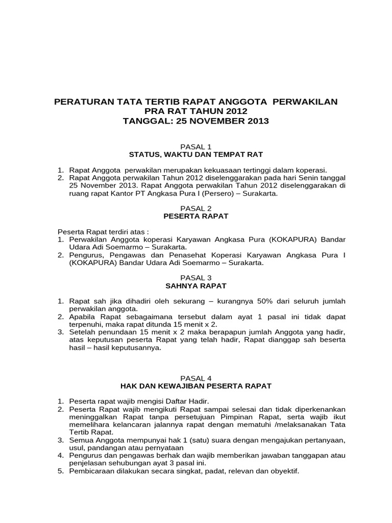 Tata Tertib Pra Rat 010 - 1 | PDF