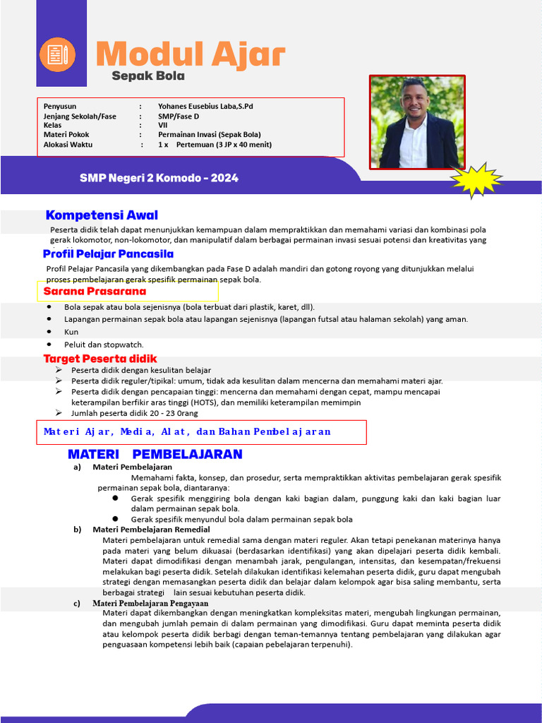 Modul Ajar Sepak Bola Kelas 7 | PDF
