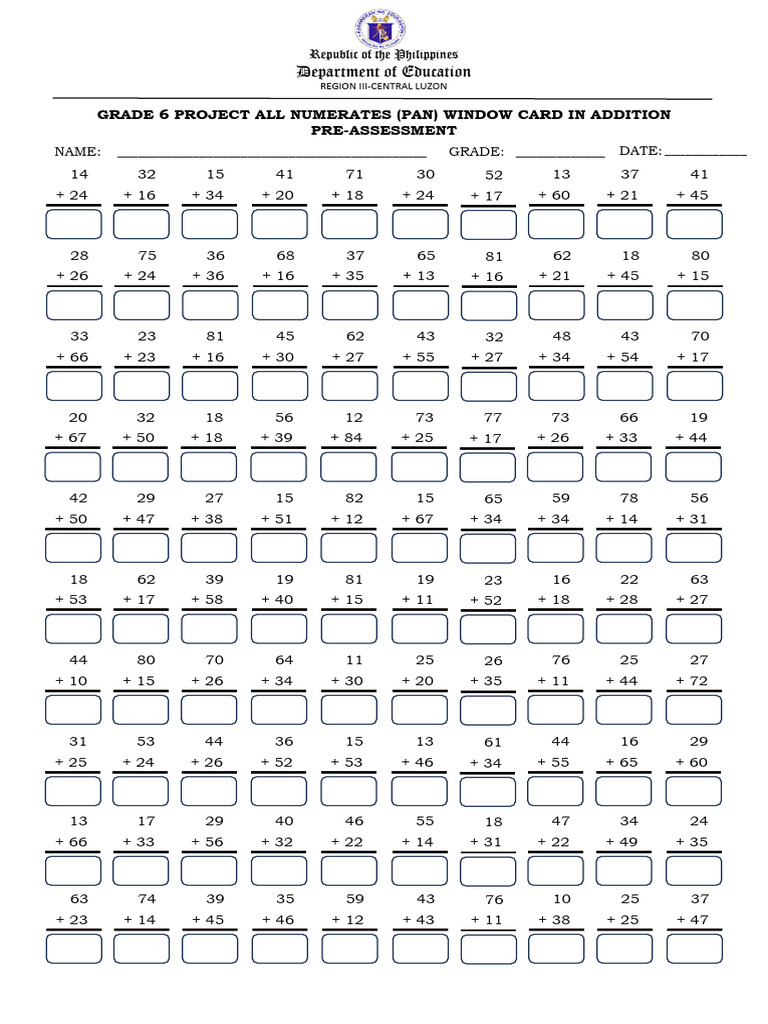 Grade 6 - Window Cards - Pre Assessment | PDF