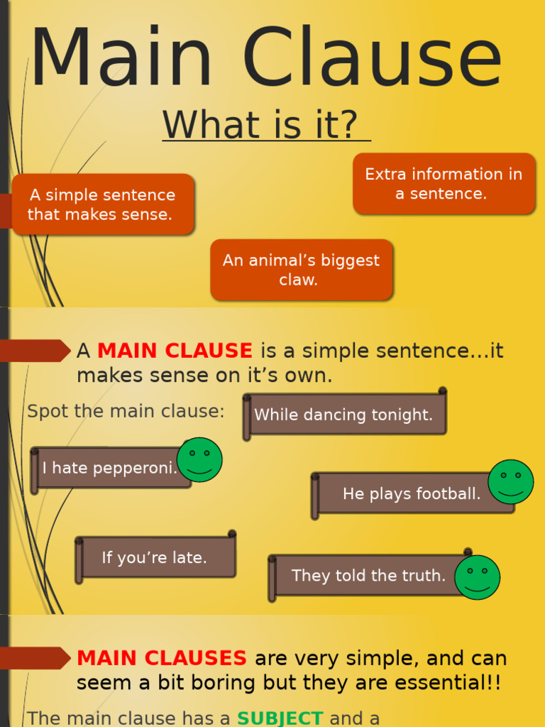 Main Clause and Subordinate Clauses | PDF