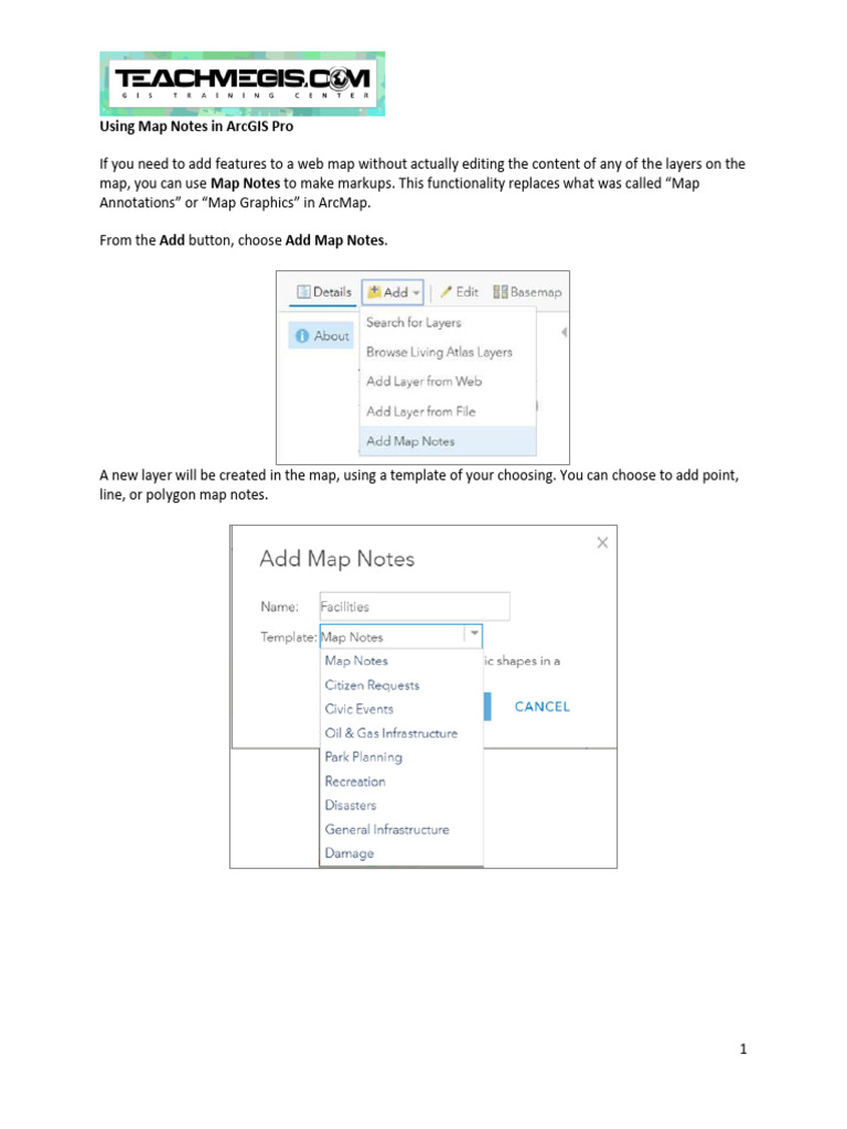 Adding Map Notes in ArcGIS Pro | PDF | Teaching Methods & Materials