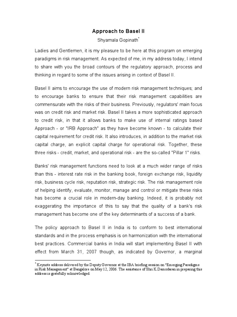 Approach To Basel II | PDF