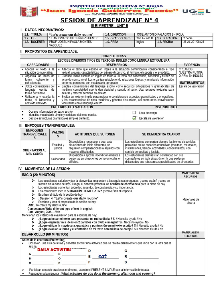Sesion 4 Segundo Unidad 5 | PDF