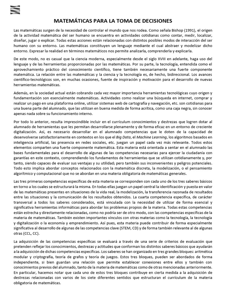 Matemáticas para La Toma de Decisiones | PDF