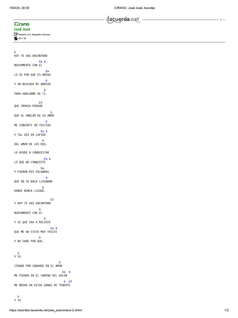 Letra e Acordes de 