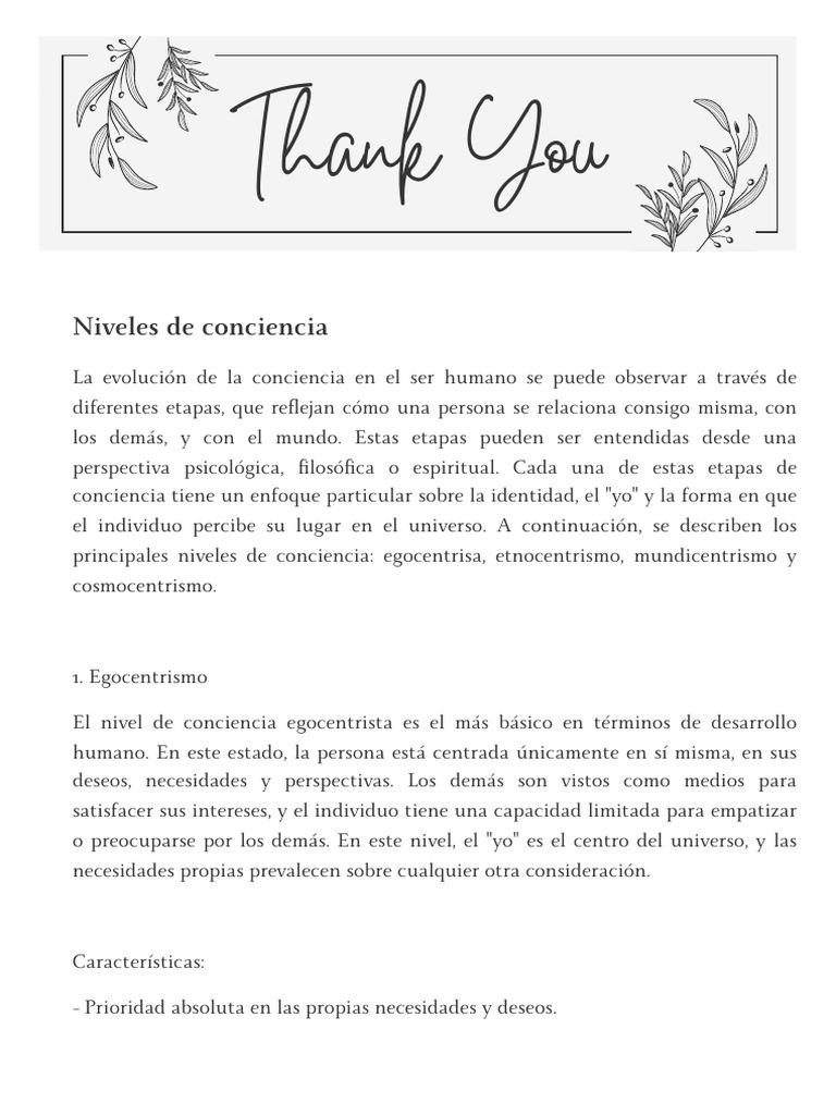 Niveles de Conciencia | PDF