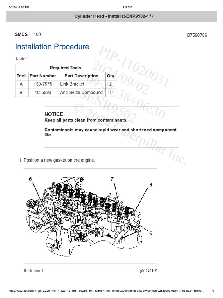 Cylinder Head - Install For C9 Engine | PDF