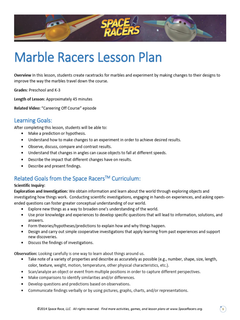 Marble Racers Lesson Plan | PDF
