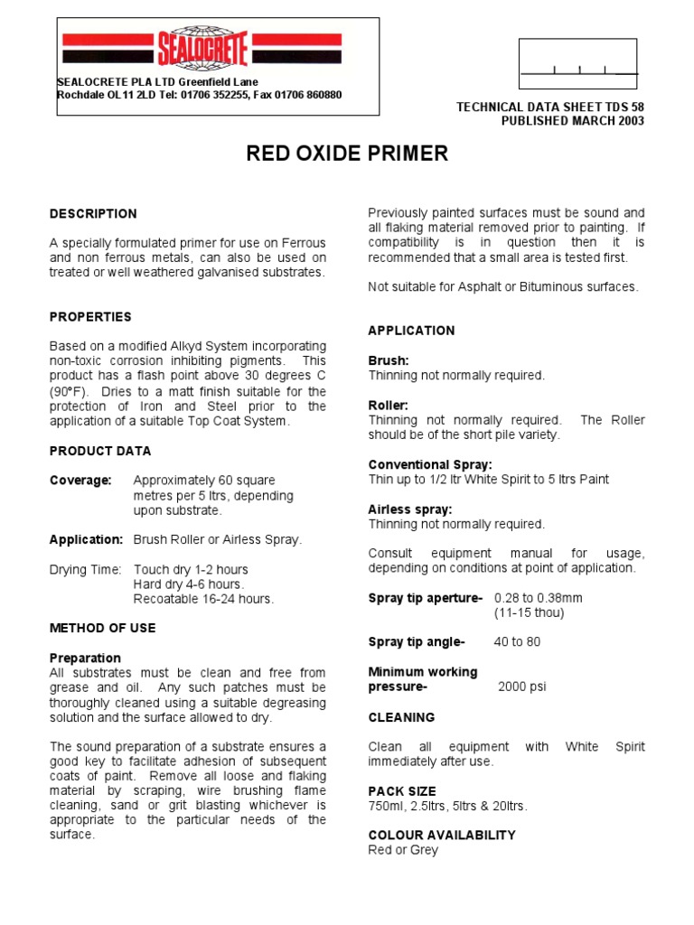 Red Oxide Primer Paint Industries Free 30day Trial Scribd