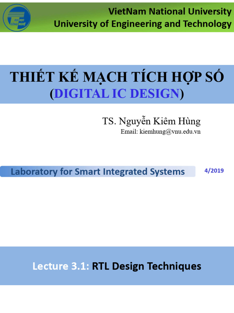 Lecture3.1 - RTL Design Techniques - 20220405 | PDF