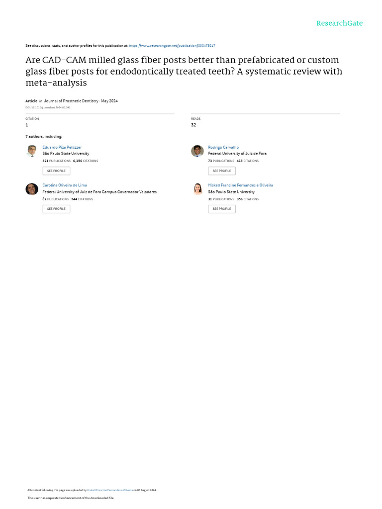 Are CAD-CAM Milled Glass Fiber Posts Better Than Prefabricated or ...