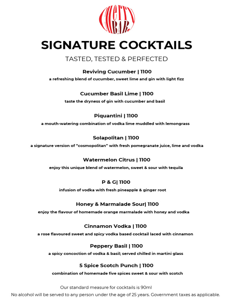 Cherry Bar Menu | PDF