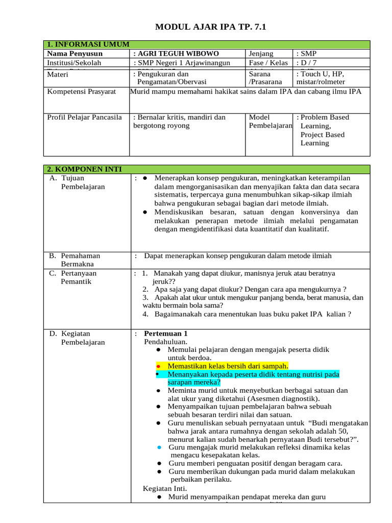 Modul Ajar Ipa Obs Pdf