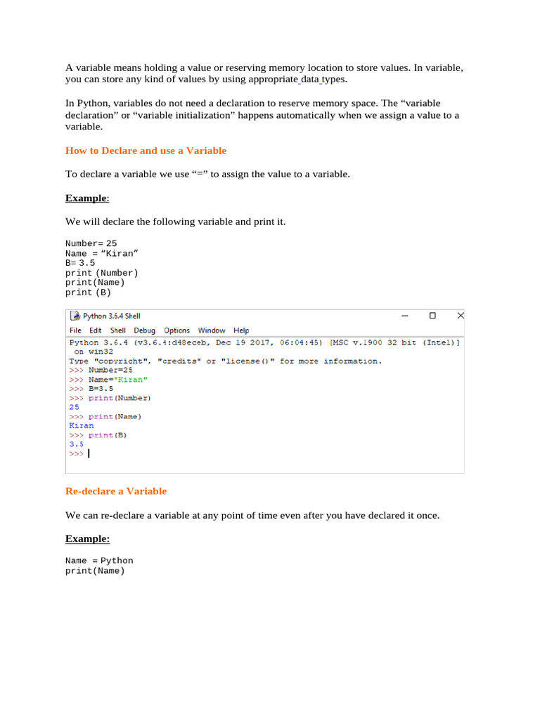 Python variables pdf