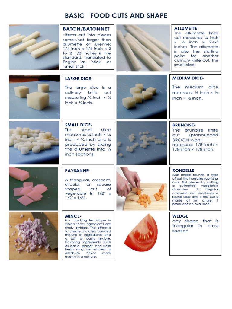 H4.2basic Food Cuts and Shape 1 | PDF