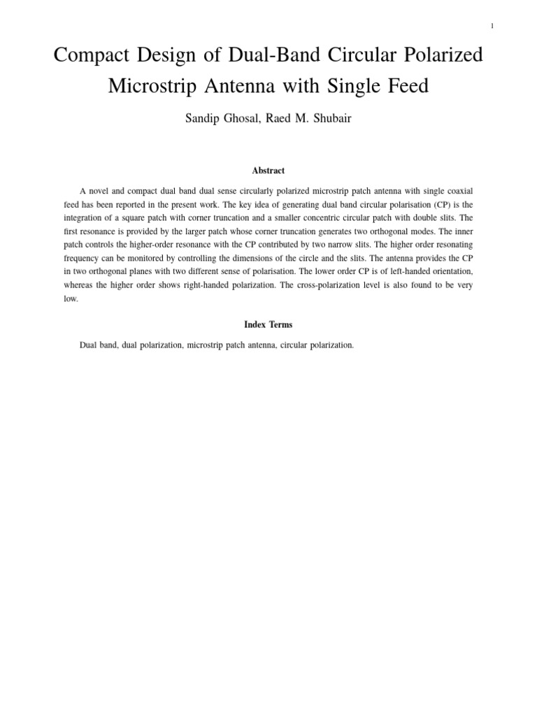 Compact Design of Dual-Band Circular Polarized Microstrip Antenna With ...