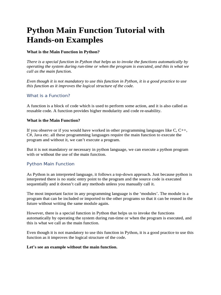 Python Main Function | PDF