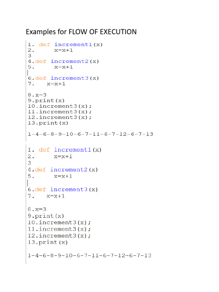 Flow of Execution Examples | PDF