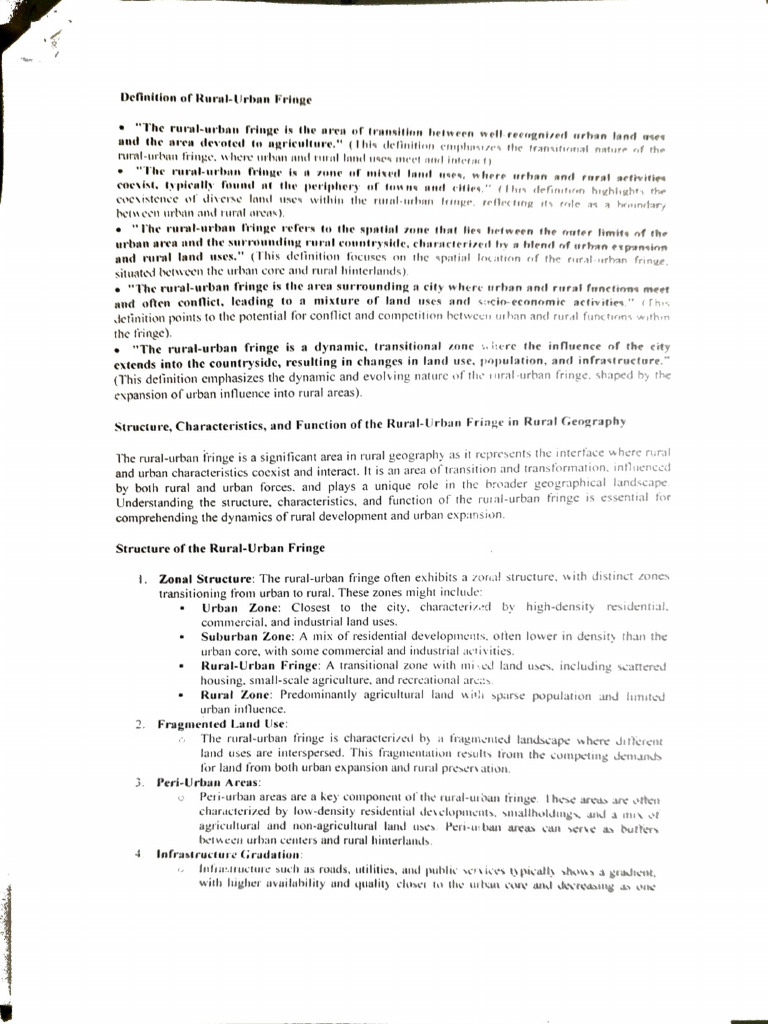 Rural Urban Fringe | PDF