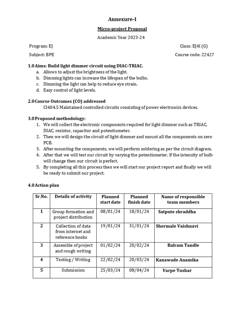 Dimmer DIAc TRIC Annexure | PDF