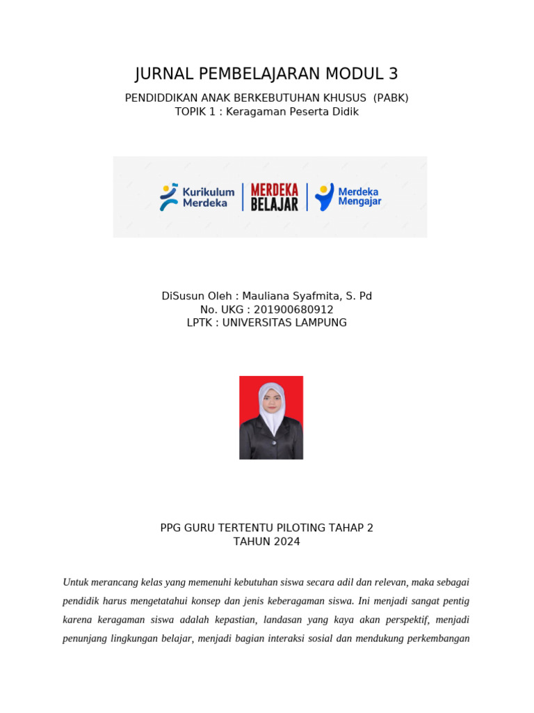 Jurnal Pembelajaran Modul 3 | PDF