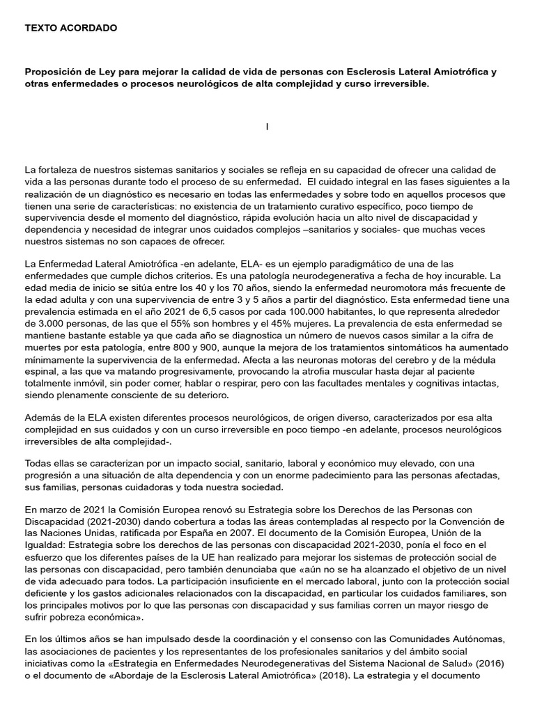 Pacto PSOE-PP Sobre La Ley de ELA | PDF | Hospital | Ciencia y matemáticas
