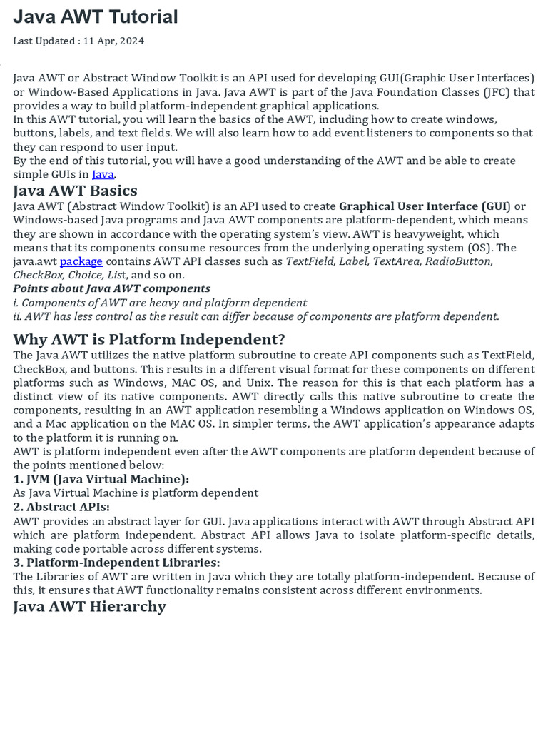 Java AWT Basics | PDF