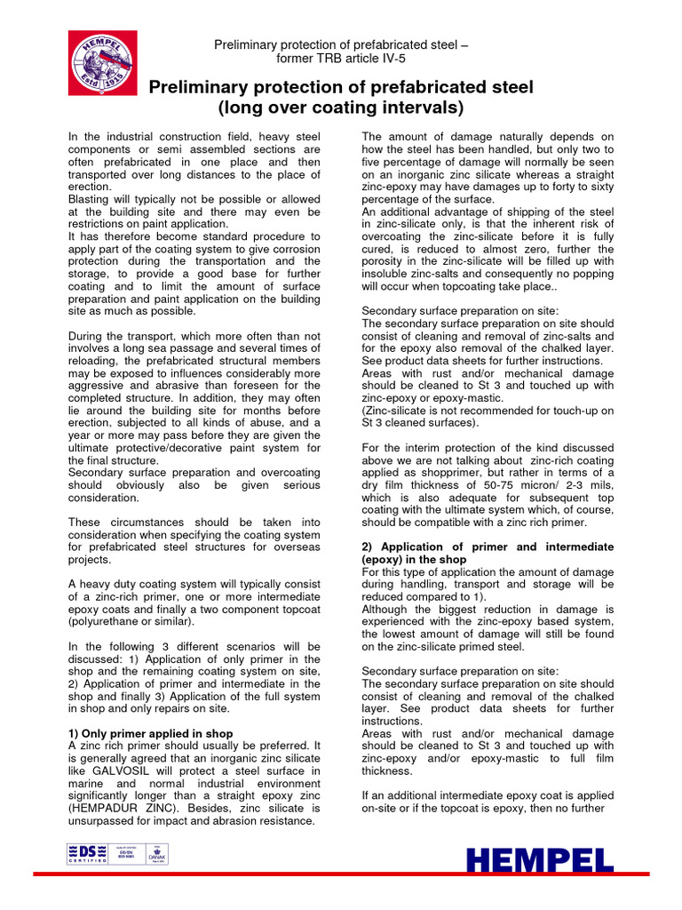 E - Prefabricated Steel, Long Overcoating Intervals | PDF