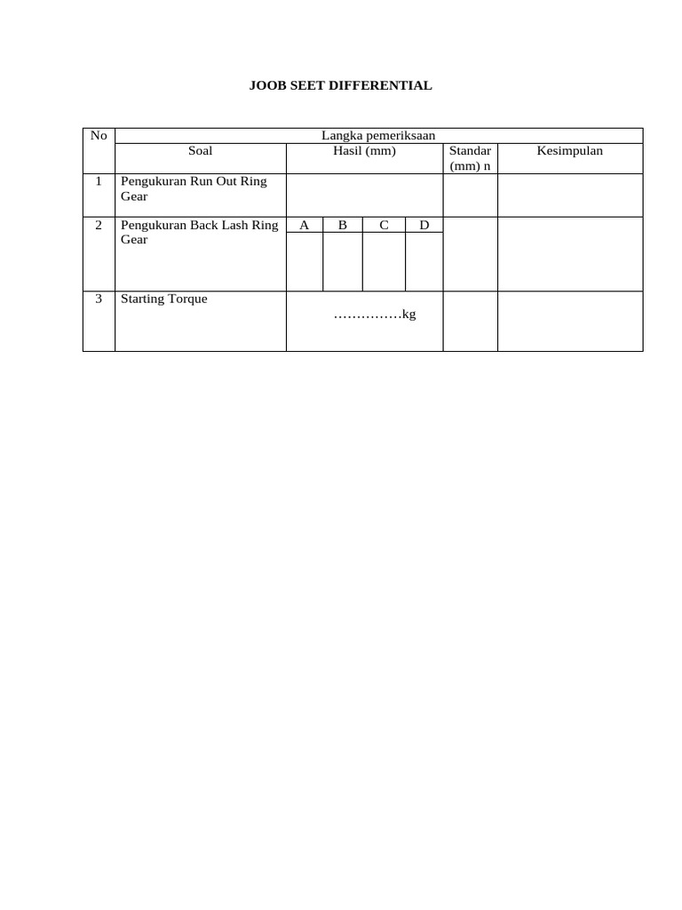 JOB SEET DIFFERENTIAL - Docx UJIKOM | PDF