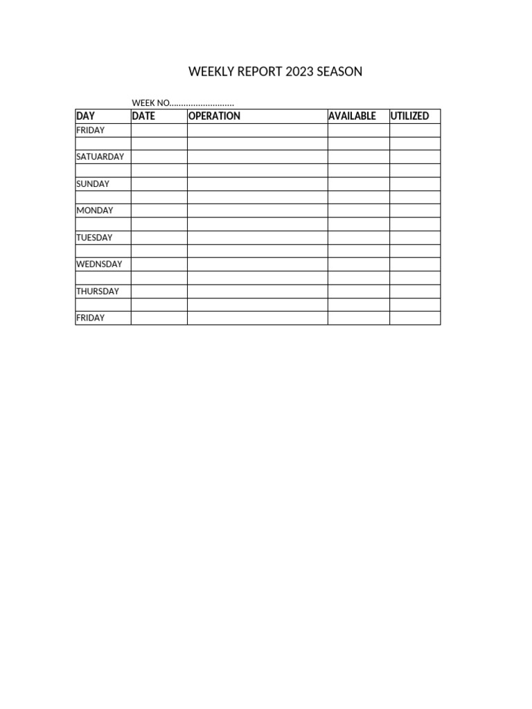 Weekly Report Form | PDF