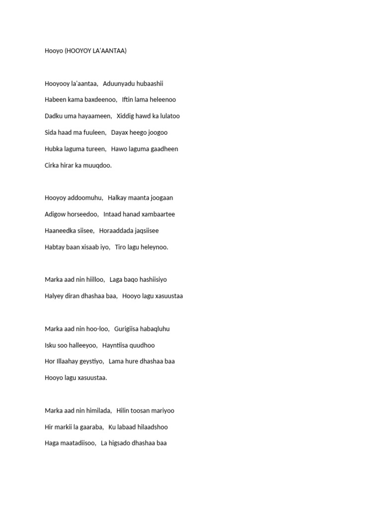 Hooyo La Aantaa: A Tribute Poem | PDF