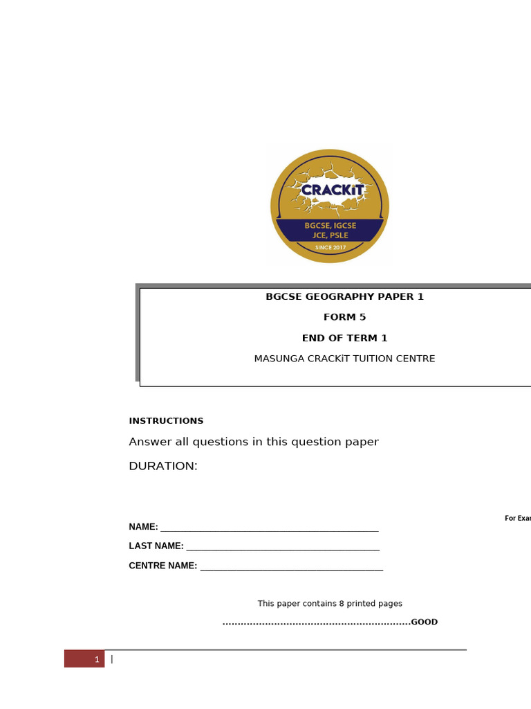 Geo Paper 1 | PDF