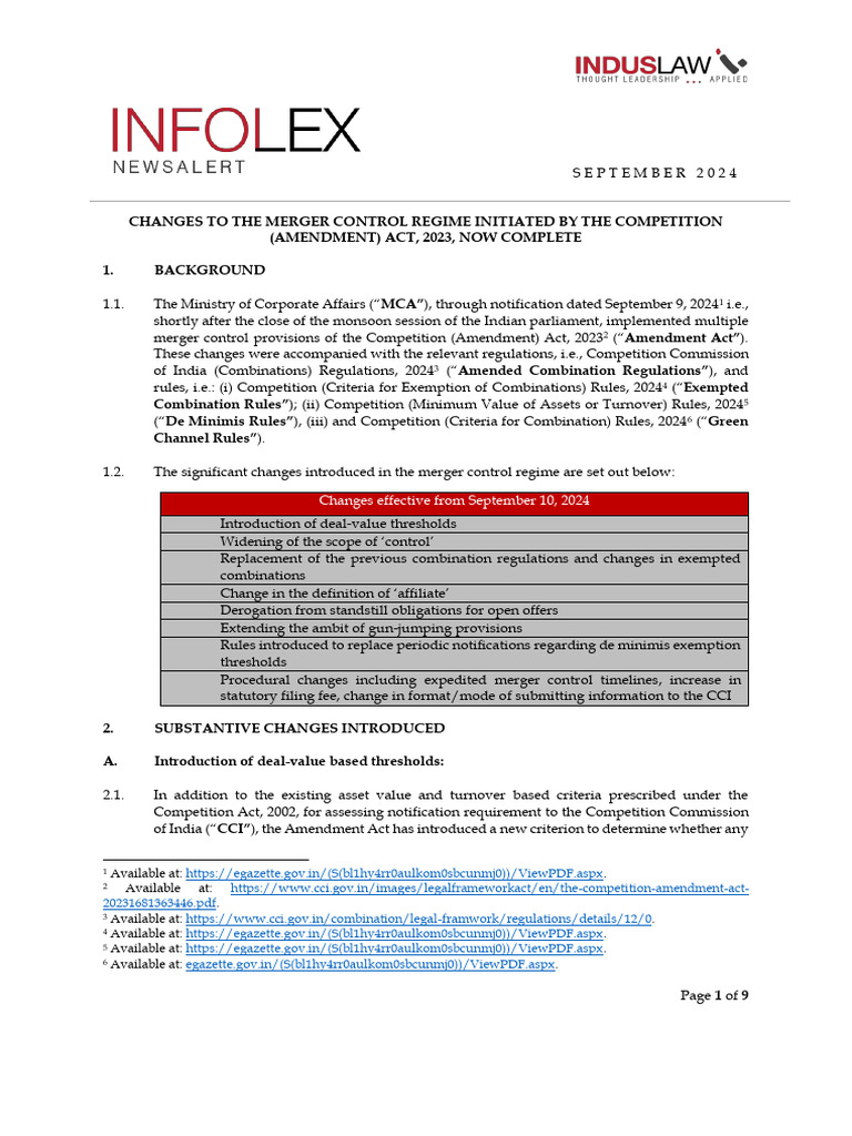Merger Control Amendments | PDF