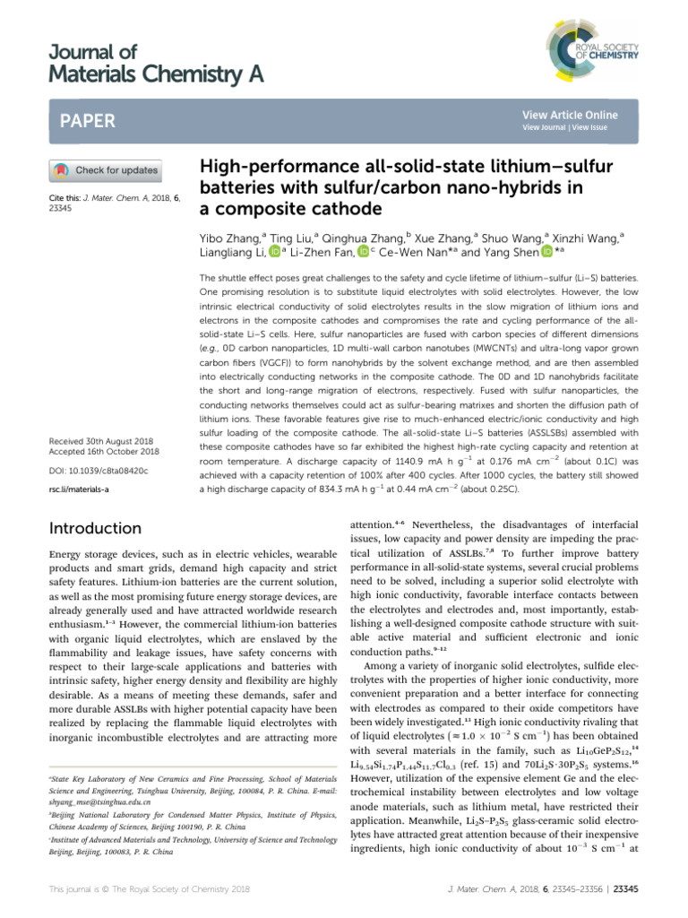 High Performance All Solid State Lithium Sulfur Batteries With Sulfur