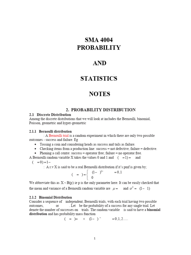 Sma 4004 Probability Distributions | PDF