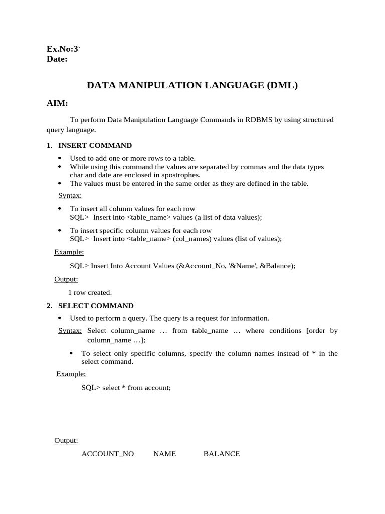 Dml commands pdf