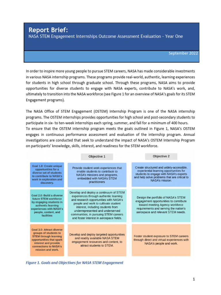 NASA OSTEM Internship Program Evaluation | PDF | Science, Technology ...