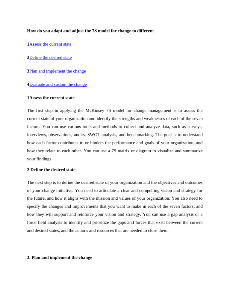 How do you adapt and adjust the 7S model for change to different | PDF