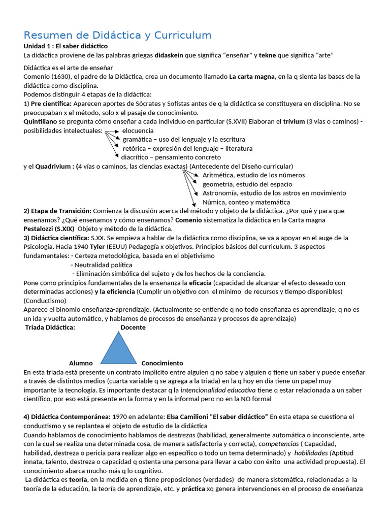 Resumen de Didáctica y Curriculum 1er Año | PDF | Plan de estudios ...