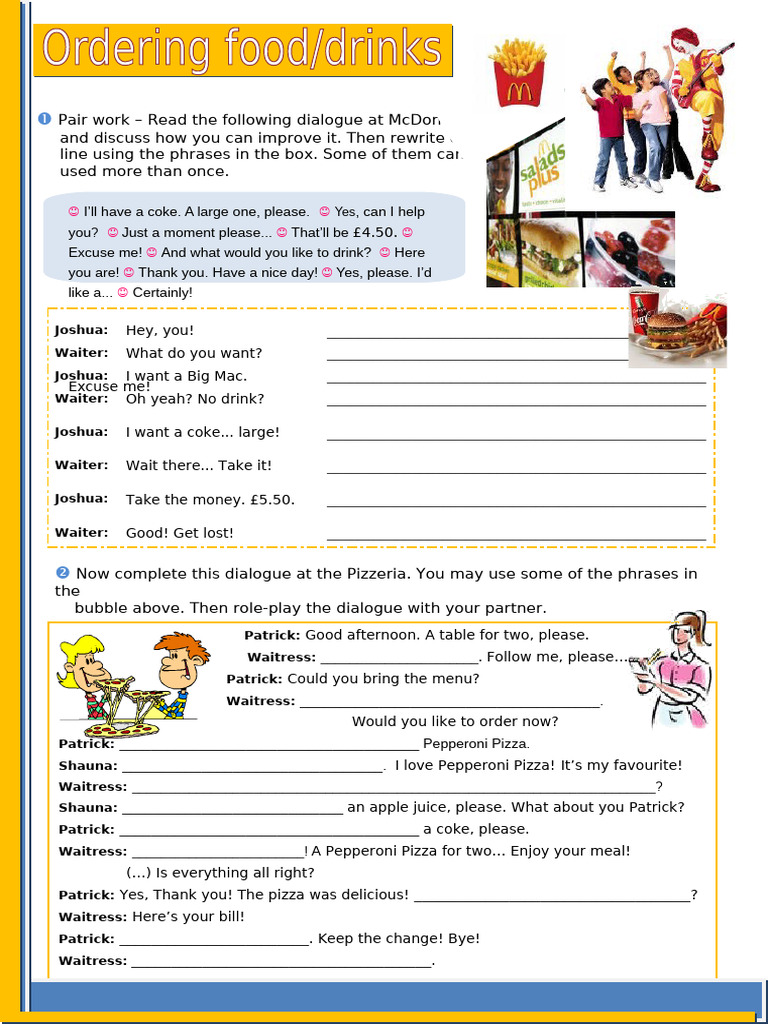 Ordering Food And Drink Pdf