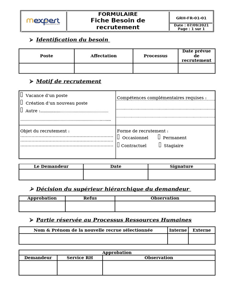 Grh fr 01 01 Fiche Besoin De Recrutement PDF