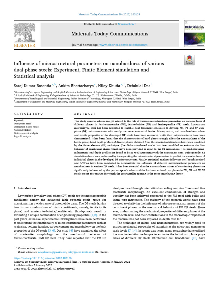 Influence of Microstructural Parameters On Nanohardness of Various Dual ...