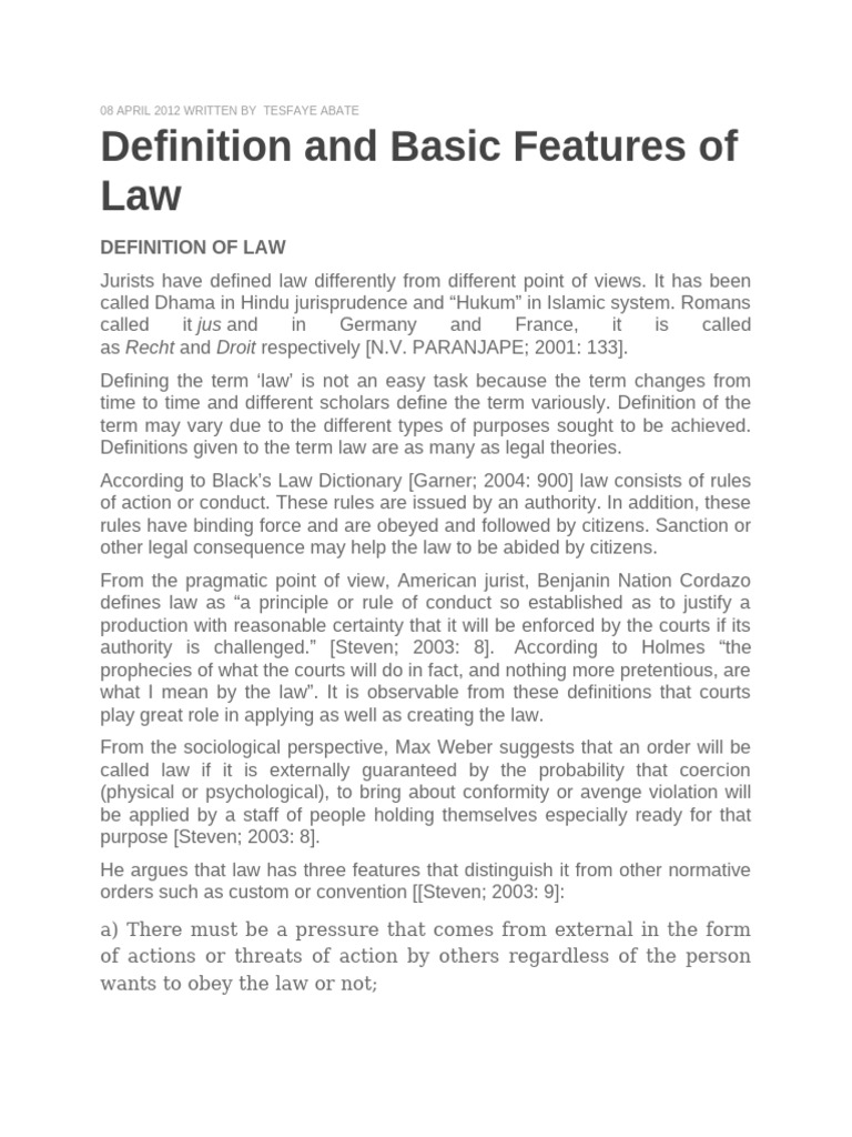 Understanding Law: Definitions & Features | PDF | Crimes | Law