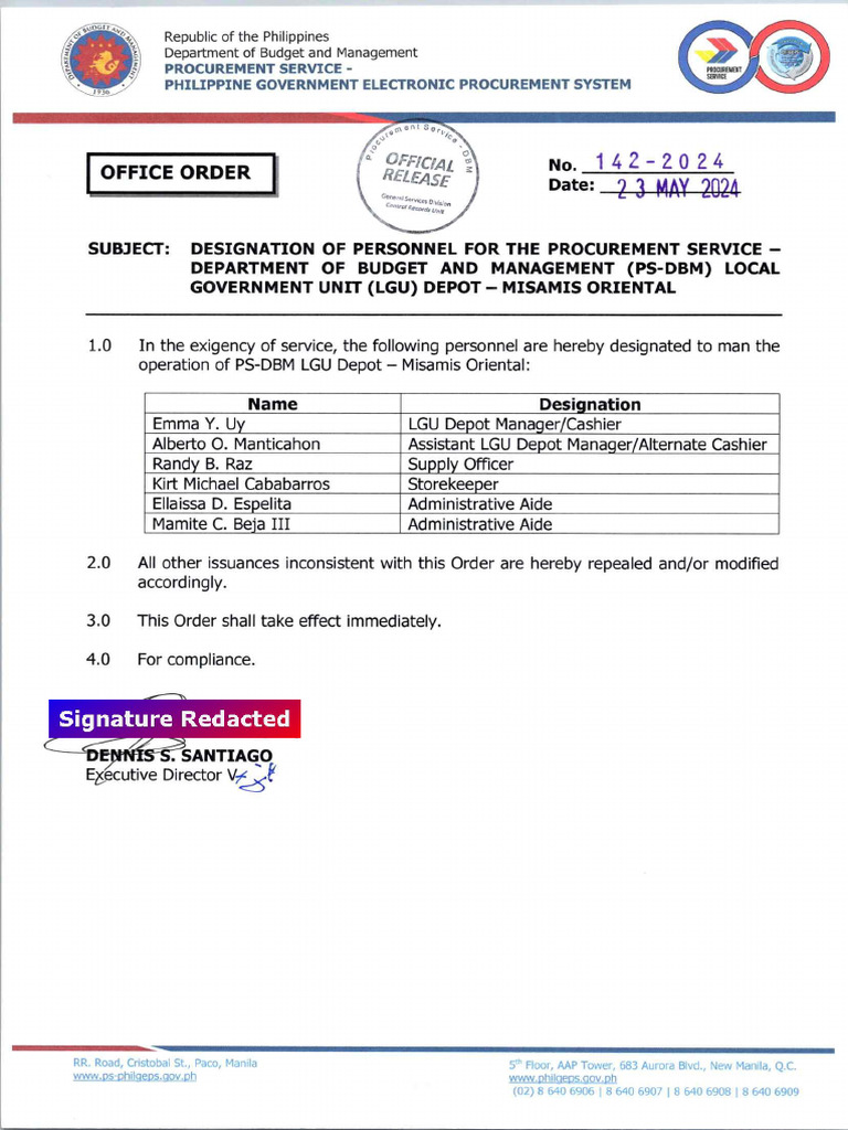 Office Order No. 142 2024. | PDF